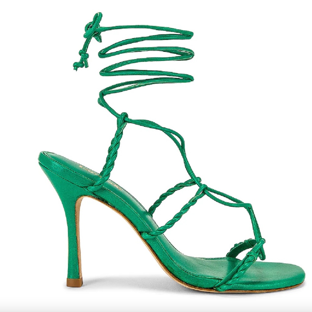 Larroude Kiki Sandal in Green Leather
